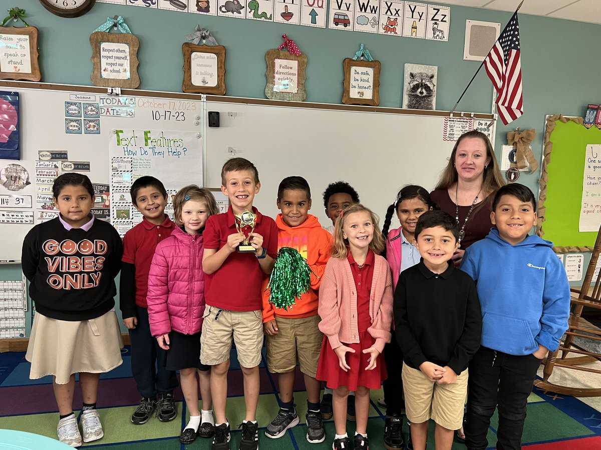 Congrats to our second round of #goalgetters! They will get to hold on to our special trophy for the week 💚💛 Next up: getting our “goal getting” students goal SETTING to meet their stretch growth! Nice job, pelicans! <a href="/CurriculumAssoc/">Curriculum Associates</a> <a href="/PoincianaCCPS/">Poinciana Elementary</a>