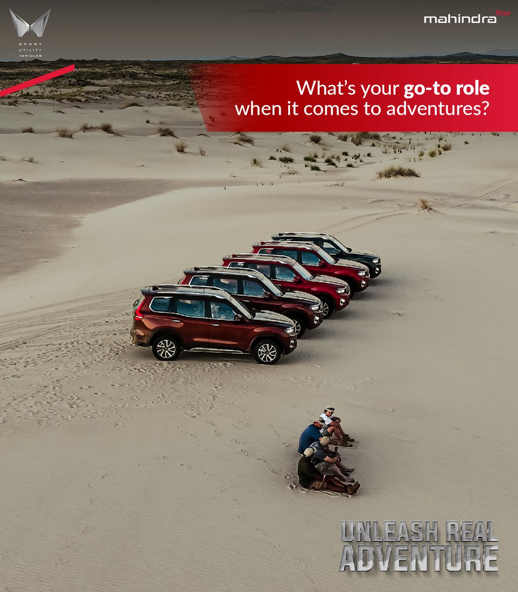 MahindraAdvSA's tweet photo. Life is about adventures with friends &amp; the Scorpio-N is the perfect ride to take you there! 🦂 Tag your squad &amp; tell us what role you play when adventuring: The Planner 🗺️ Designated Driver 🚙 Snack Treasurer 🍟 or Self-Appointed DJ? 🎧 

#ScorpioN #MahindraSA https://t.co/5m1PWO6tvF