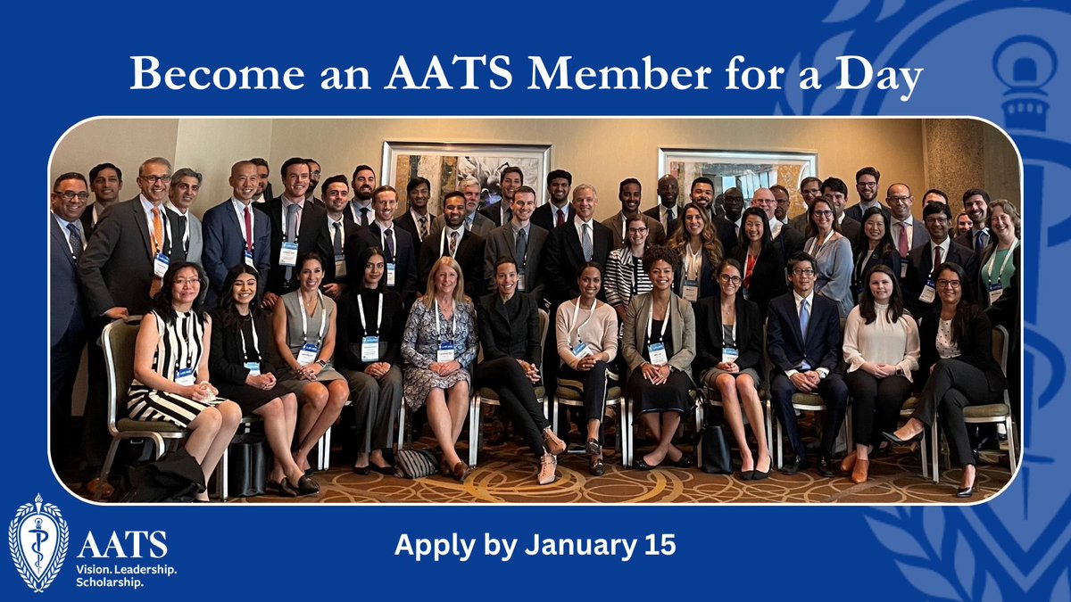 One of the exciting opportunities taking place at #AATS2024 is the Member for a Day program. Medical students, early career surgeons, and physician scientists can apply now to shadow an AATS member in Toronto. Deadline: January 15. aats.org/foundation/mem…