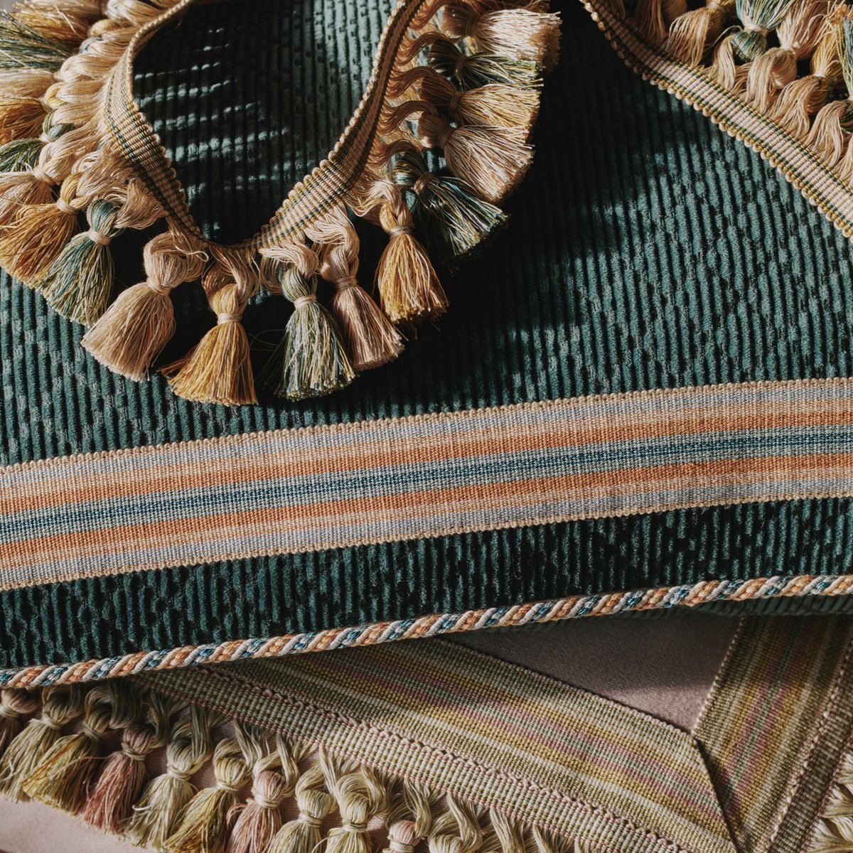 NEW • 4002 Wide Braid

Wide Braid can be used for various decorative effects, for instance on the edge of a curtain, onset onto a cushion or around the bottom of a chair or sofa. As an extra flourish think about using wide &amp; narrow braid together, running parallel to each other.