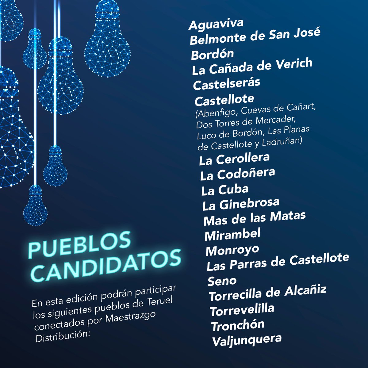 maestrazgo_dist's tweet photo. #ElectraIluminaTuPueblo ⇢ estas navidades, uno de los pueblos de Teruel suministrados por Electra del Maestrazgo brillará más que nunca 😍✨
Descubre todos los detalles en https://t.co/0PvBnPz5Zv https://t.co/12mMbuBoRE