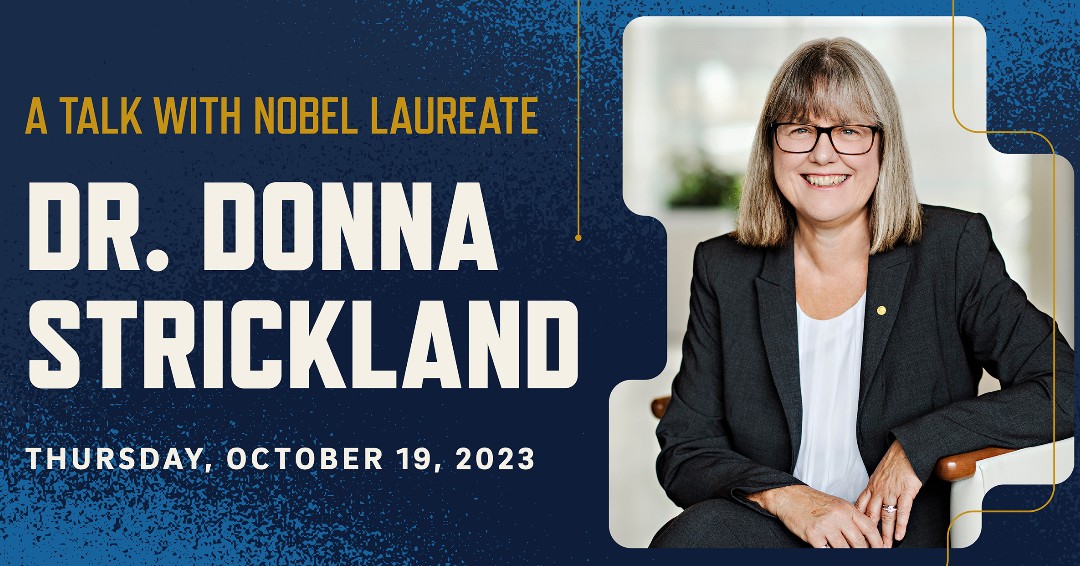 UCSDPhySci's tweet photo. Join us this Thursday for an inspirational talk with renowned physicist and Nobel laureate Donna Strickland, without whom LASIK would not exist! Register here: https://t.co/9CD7YYQTzS #NobelPrize #OpticalPhysics https://t.co/SQ5XkmADD9