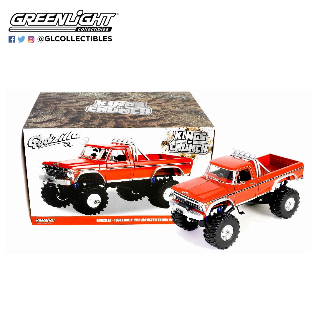 GLCollectibles's tweet photo. Another one to add to the monster truck collection 🔥 Did we mention that it has a front flip hood?

# 13646
Release Date: October 2023
1:18 Kings of Crunch - Godzilla - 1974 Ford F-250 Monster Truck with 48-Inch Tires
#KingsOfCrunch #MonsterTruck #FordF250 https://t.co/LRJHFf5grJ