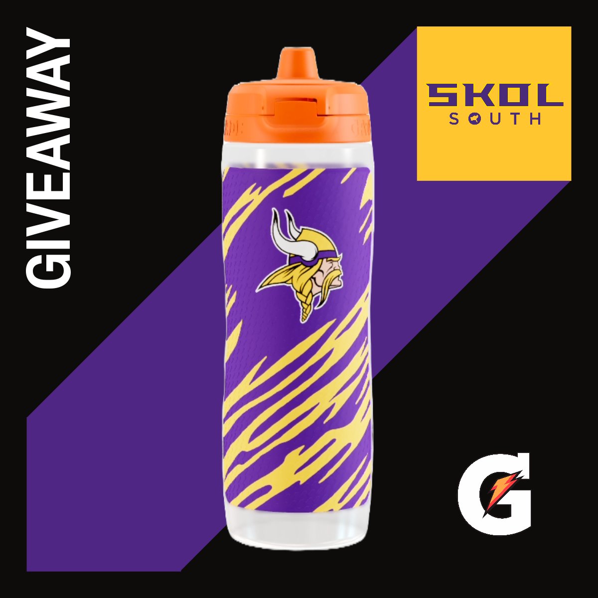 SkolSouth's tweet image. 🚨 GIVEAWAY TIME! 🚨 

Win an official Gatorade sideline bottle to fuel your Vikings spirit!

To enter:
1️⃣ Follow @SkolSouth 
2️⃣ Retweet this tweet

Winner revealed before TNF game. #SKOL