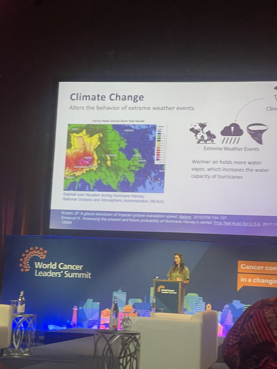 What an important session for cancer control: climate change and cancer at world cancer leaders summit. We are listening the expert speakers,
The speaker is from American Cancer Society  #WCLS2023 @uicc @acsglobal