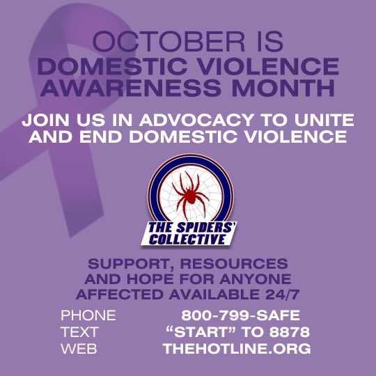 Please join the spiders’ collective in helping to raise awareness to end domestic violence. Take a stand and be a voice!!
