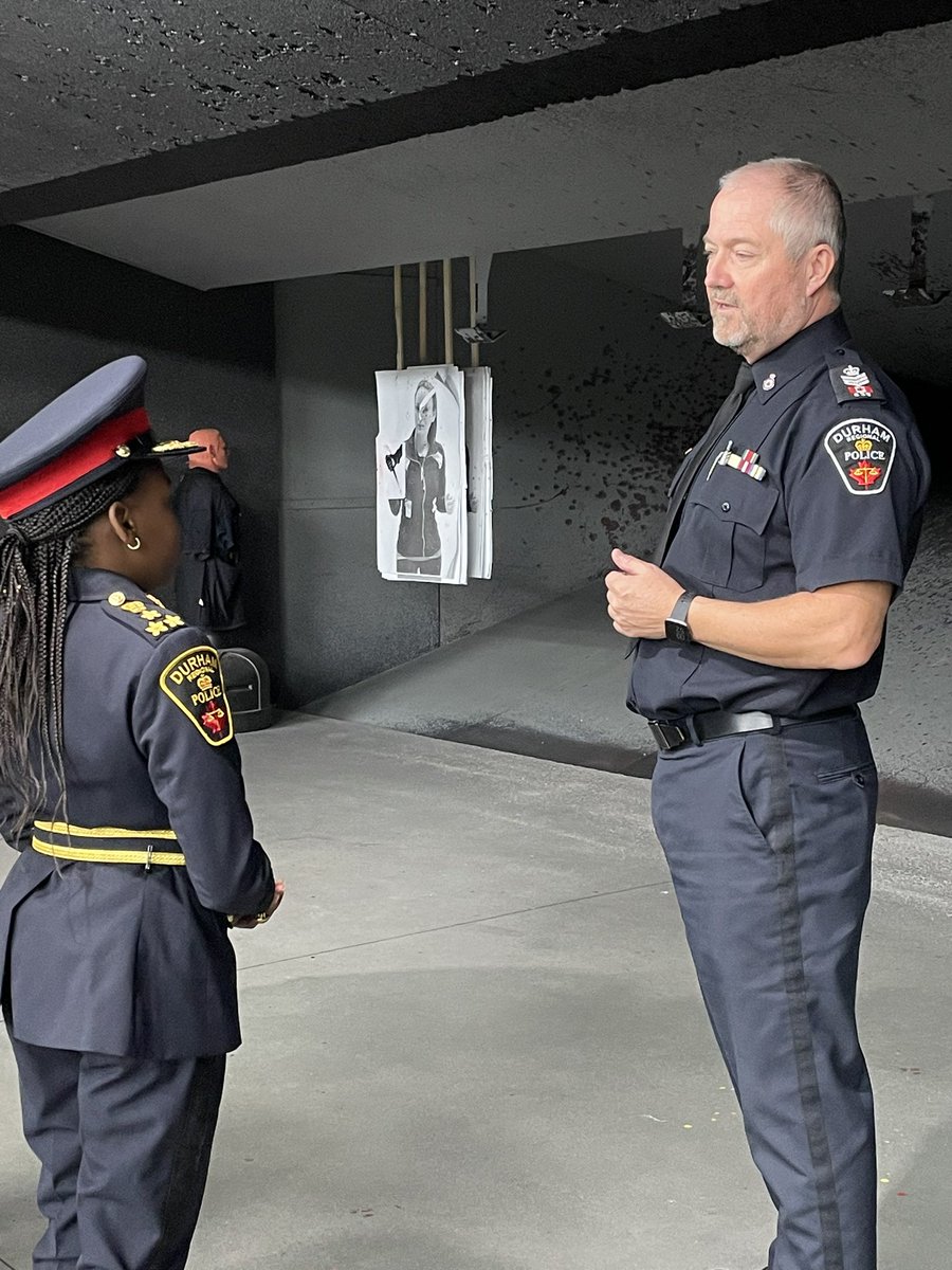 DRPS's tweet photo. Next up: 911/Communications at our operational training centre where S/Sgt Wyatt gave her a tour and Supervisor Bedford showed her how to use the radio and some of the mapping systems we use. She also got a quick tour of the gun range. #cfad https://t.co/rJ2tqCApIt