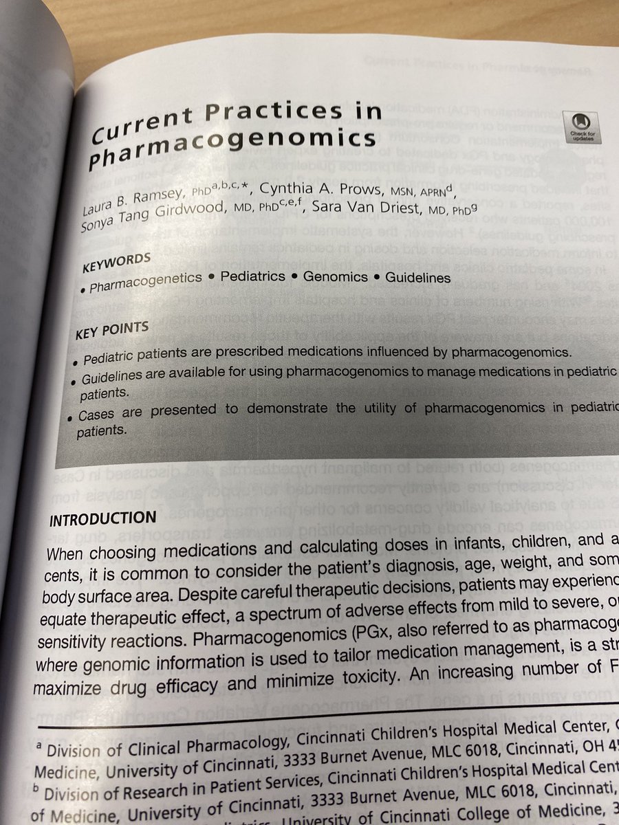 Sonya Tang Girdwood 鄧 智佳, MD, PhD (@stanggirdwood) on Twitter photo My very first contribution to a book chapter! So cool! Thanks <a href="/drlauraramsey/">Laura Ramsey</a> for the opportunity!
This is an introduction to pediatric Pharmacogenomics using cases geared towards clinicians. Check it out! My very first contribution to a book chapter! So cool! Thanks <a href="/drlauraramsey/">Laura Ramsey</a> for the opportunity!
This is an introduction to pediatric Pharmacogenomics using cases geared towards clinicians. Check it out!