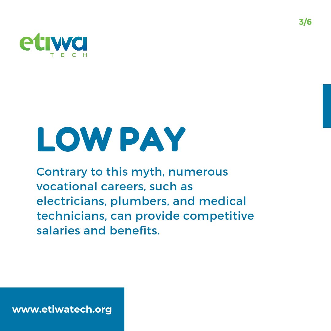 EtiwaTech's tweet photo. Dispelling the myths about vocational careersπ‘π οΈπΌ
Did any of these vocational career myths resonate with you?
How have these slides changed your perspective?
#EtiwaTech #VocationalCareers #VocationalCareerMyths #Myths #Truths #MythBusters #RealOpportunities #Explore https://t.co/AHyrRFpUoE