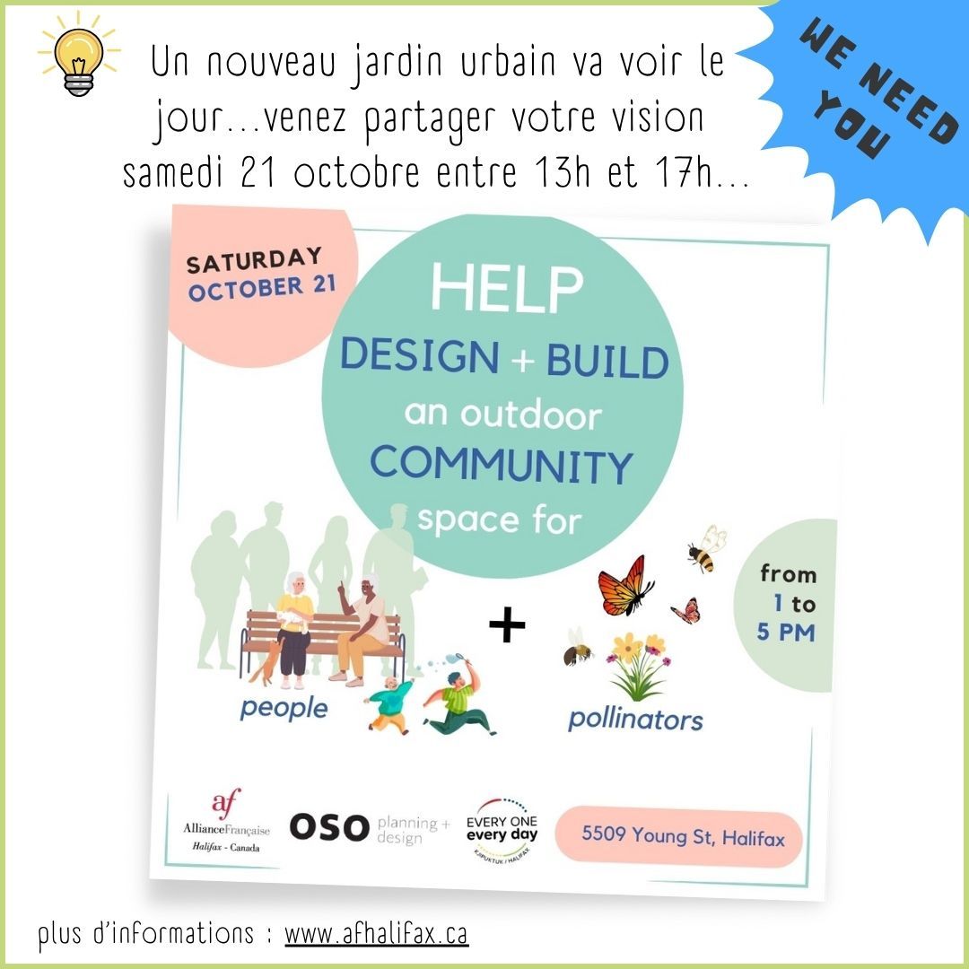 🌿 Qu'est-ce qui se cache derrière le terme de “jardin urbain” ou #communitygarden ?
Pour en savoir plus, venez samedi 21 octobre pour une  session participative d'aménagement d'un espace communautaire prêt de l’Alliance.  

#local #northend #halifax#engagement #design #build