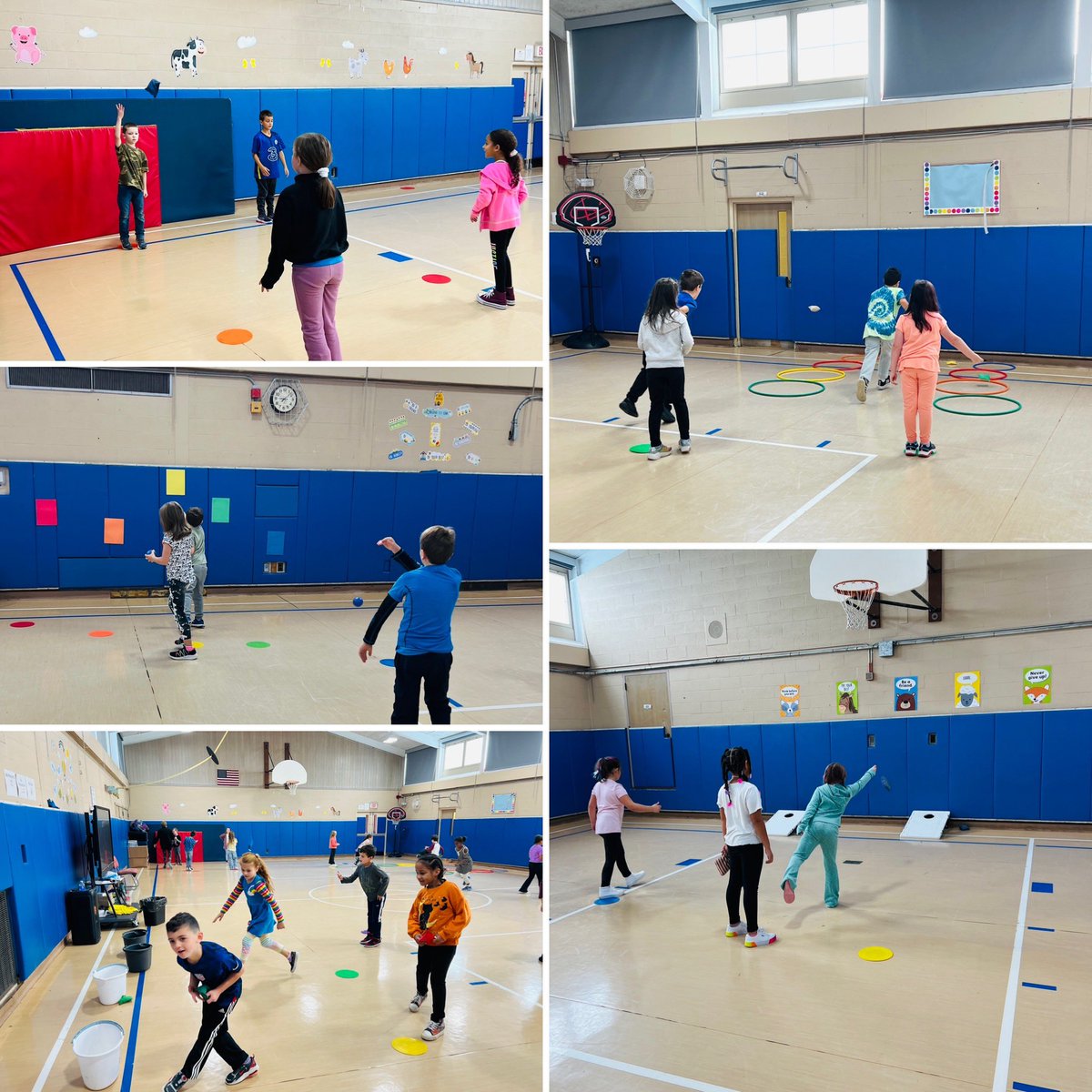 MrsKenneyPE's tweet photo. Fun stations to work on our underhand throwing ⚾️ #LittleSchoolBigHeart @HanewichKatrina @feteira_4 https://t.co/b55AulDamH