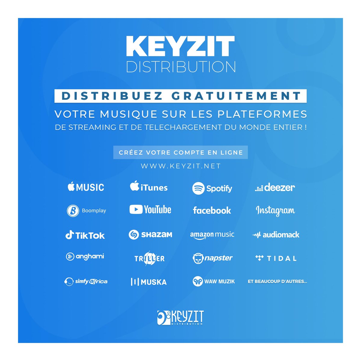 keyzitrdc's tweet image. Créez votre compte en ligne dès maintenant et distribuez votre musique sur les plateformes de streaming et de téléchargement du monde entier !
keyzit.net/inscription
 
#KeyzitDistribution #Keyzit #AfricanMajor