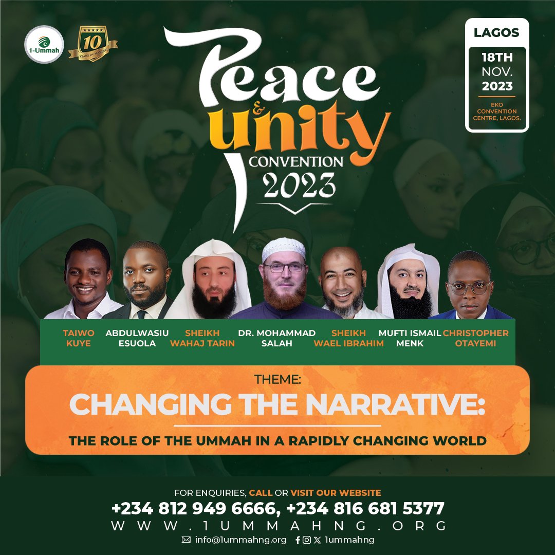 1ummahng's tweet photo. Want to know what role we have to play as Muslims in a rapidly changing world? Join us at Eko Convention Centre on the 18th November.
Buy your tickets here - https://t.co/SfmpWDQVYd 

#PUC2023 #PUCLagos #1Ummah https://t.co/2IihmxXNZa