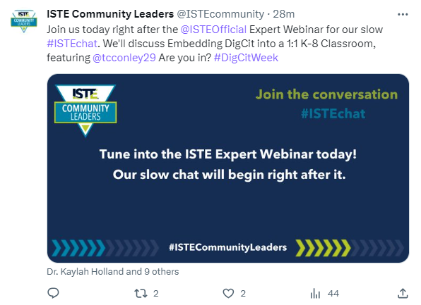 tcconley29's tweet image. So excited to share my❤️for #DigCitWeek &amp;amp; @21things4😎 My 1st @ISTEOfficial webinar is @ 1pm. Can&apos;t make it? Join our #ISTEchat for more #DigCit. @REMCAssociation #MACUL@itc_geeks @uticaschools #miched #edtech #DigCitCommit #MIEExpert #ISTEcert