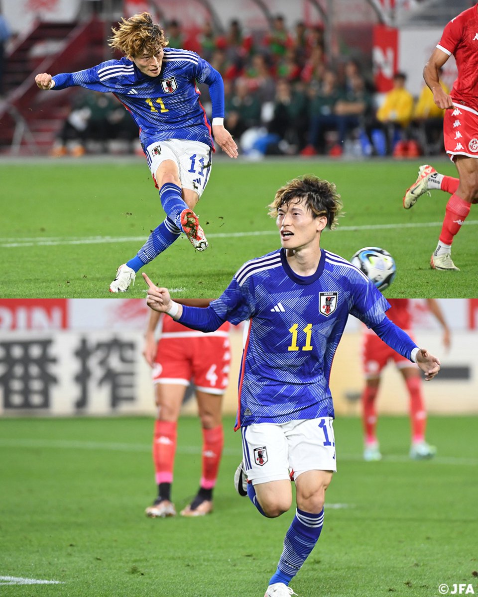 ノエビアスタジアム神戸で
凱旋ゴールを決めた #古橋亨梧 選手⚽️✨

🏆#キリンチャレンジカップ 2023
🇯🇵SAMURAI BLUE 2-0 チュニジア代表🇹🇳

#夢への勇気を #SAMURAIBLUE
#jfa #daihyo #サッカー日本代表