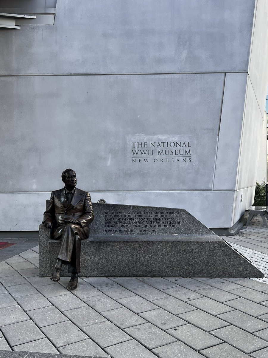 kemstructional's tweet photo. #LCSSConference, Day 2. Spent some extra time enjoying the cool air outside this morning, admiring the statuary outside the museum before going in for sessions. #History #NationalWW2Museum #NOLA #HistoryTeacher #SocialStudies #WW2 #AnneFrank #FDR https://t.co/5k2NoP9RPp