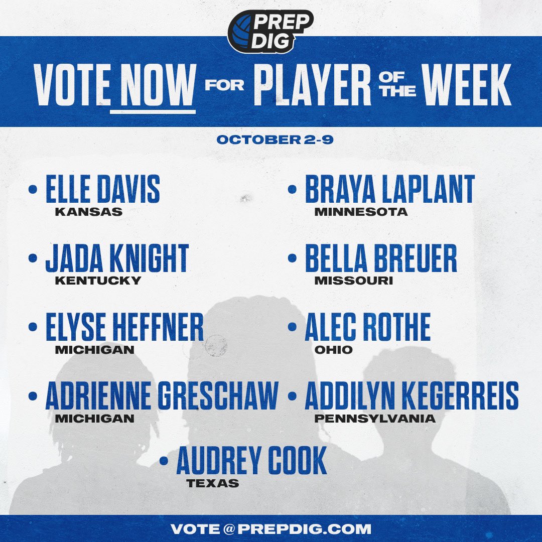 🚨 The Prep Dig National Player of the Week voting is 𝐋𝐈𝐕𝐄!   

The poll will close Sunday at 11:59 PM/CT. 

Vote here: prepdig.com/player-of-the-…