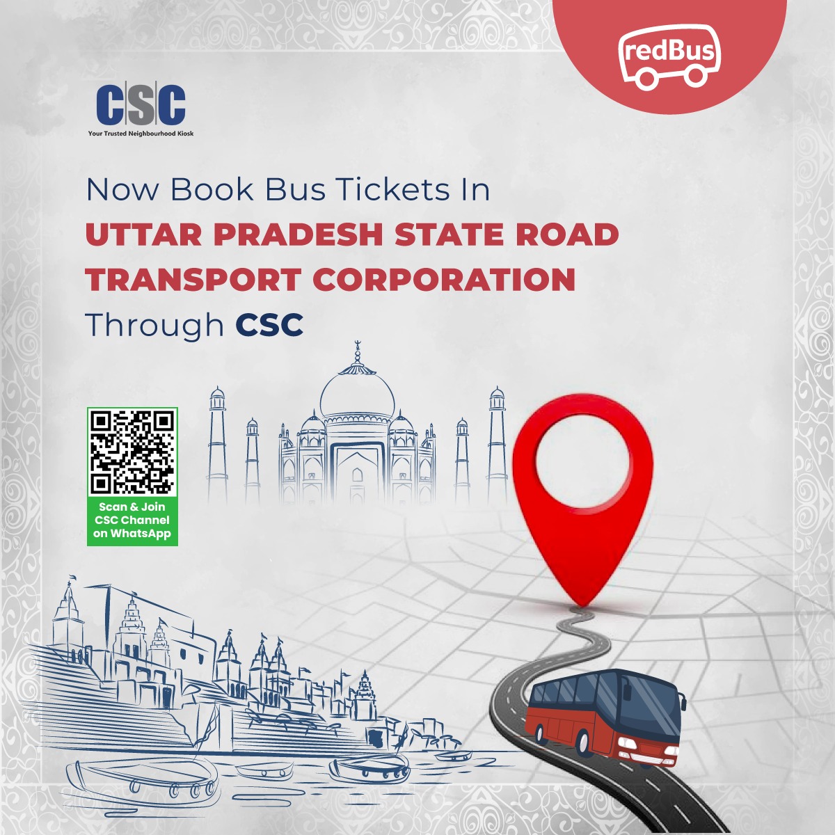 CscParivar's tweet photo. Now Book BUS Tickets in Uttar Pradesh State Road Transport Corporation Through #CSC...
Visit Digital Sewa Portal Now!!
For any query, mail us at cscsafar@csc.gov.in
#DigitalIndia #RuralEmpowerment #CSCSafar #CSCTravelService #BusBooking #CSCBusBooking @redBus_in https://t.co/193mqYKc1h