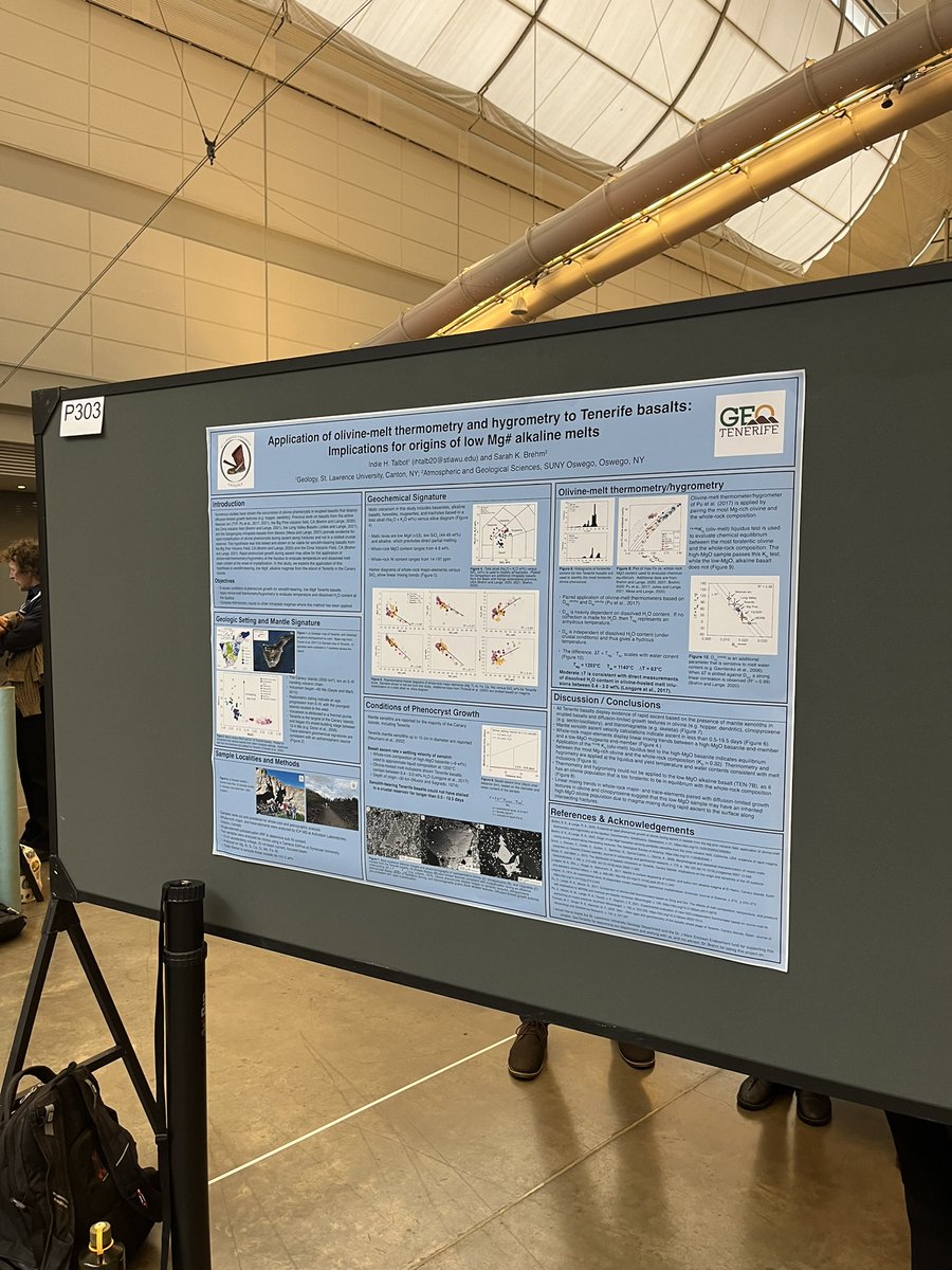 #GSA2023
My poster is up today, #303! 

“Application of olivine-melt thermometry and hygrometry to Tenerife basalts: implications for origins of low Mg# alkaline melts”
 
#womeninSTEM #geology