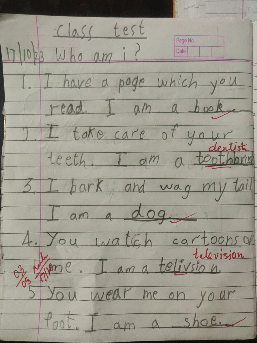 niranjandb's tweet photo. My 6yo in his class test.
#4 is fine but what's wrong with #2 ? https://t.co/InQ5jxheEB