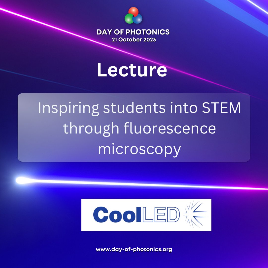 🌟<a href="/CoolLED/">andi sitorus</a> will celebrate the DAY OF PHOTONICS with a lecture at the <a href="/teentechevent/">TeenTech</a> Hampshire Festival about "Inspiring students into #STEM through fluorescence #microscopy".

#dayofphotonics2023 #photonics #youngtalents