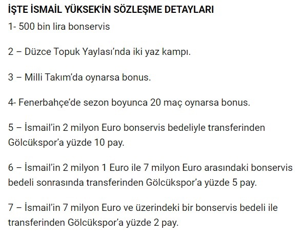 Fenerbahçe &amp; Gölcükspor arasındaki İsmail Yüksek anlaşması: