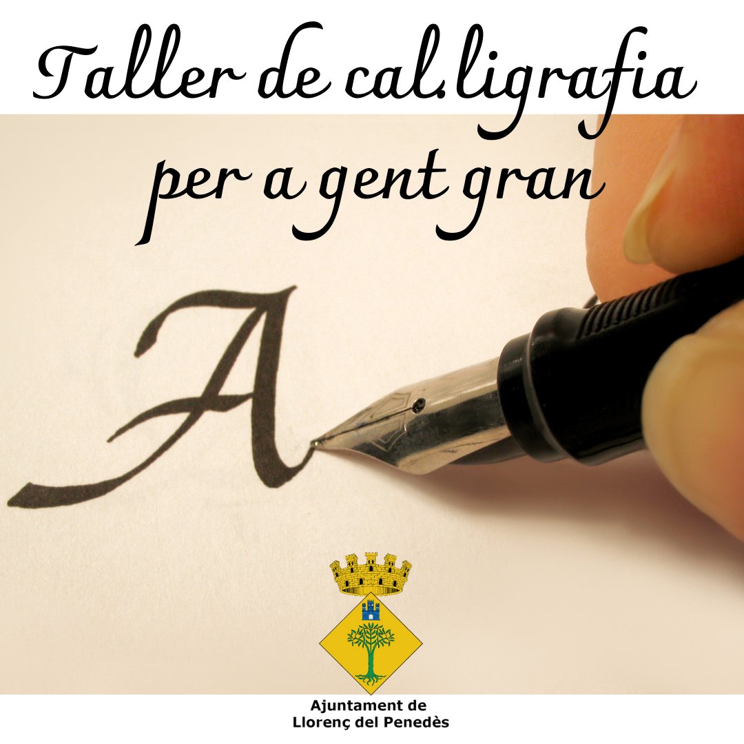 📌Taller de cal·ligrafia per a gent gran

📅Calendari: 6, 13, 20, 27 de novembre, 4, 11 i 18 de desembre de 2023

👉Horari: de 10:30 a 12h. places limitades

📩Inscripcions a la #Biblioteca municipal fins el 20 d’octubre

#LlorençdelPenedès #informació #AjuntamentLlorenç #cultura