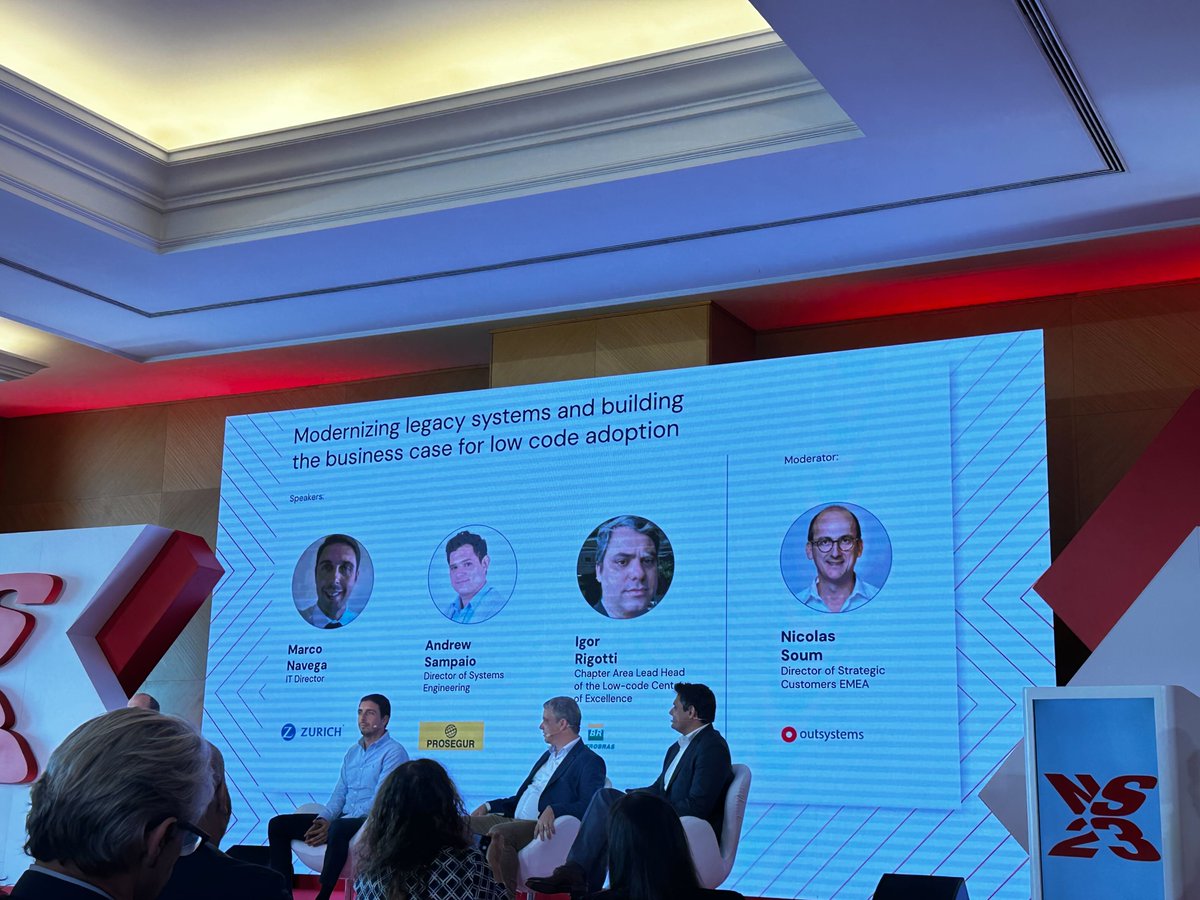 OutSystems's tweet photo. Next, we'll be hearing about modernizing legacy systems and building the business case for #lowcode adoption — feat. @Zurich, @prosegurENG and @petrobras. 📝

Innovation for the win, am I right? #nxStep https://t.co/t4ssdTDYGl