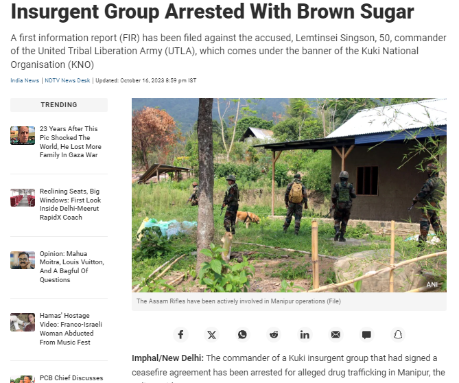 Seiminlun Gangte's arrest in a transnational conspiracy against India, alongside Lemtinsei Singsong, UTLA's commander, for drug trafficking by Assam Rifles, raises serious concerns. Time to rethink SoO in Manipur
#KukiZoNarcoTerroristXposed 
#AbrogateSoO
#DrugsHataoBharatBachao