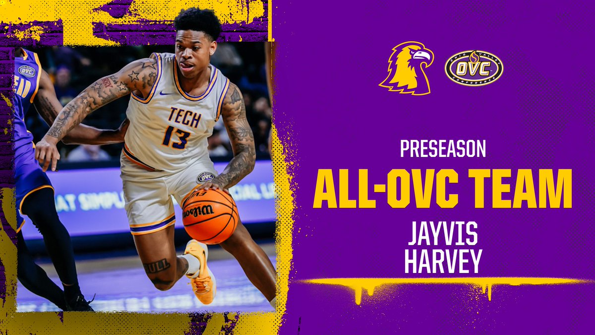 Harvey named to Preseason All-OVC Team, Tech men picked sixth in OVC preseason poll

📰: tinyurl.com/3eubm5rb

#WingsUp #OVCit