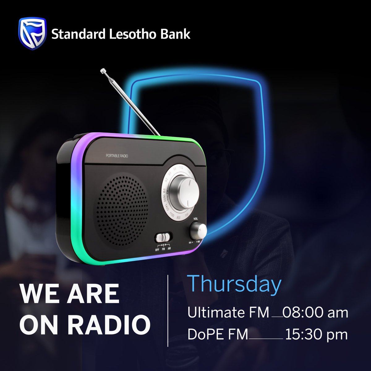 StandardLSBank's tweet photo. Tell a friend to tell a friend and join us as we celebrate our Youth by tuning into these radio stations to find out about how successful our FIRST Standard Lesotho Bank National Youth Dialogue went and catch the highlights from the event. #FutureFlex https://t.co/jJnrpGmGIO