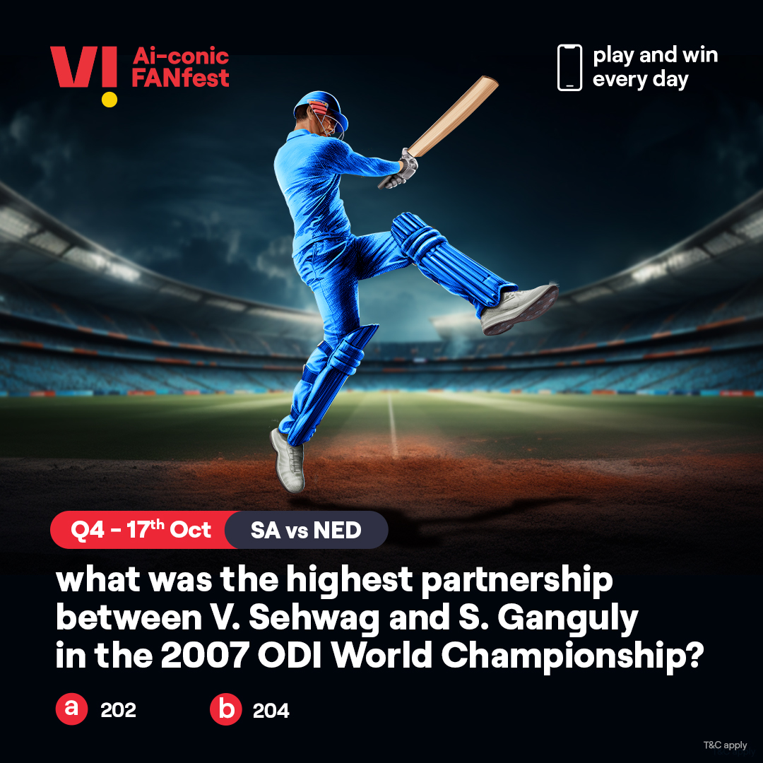 Their game has started, and so has yours. Share the right answer to all the questions of the day using #ViAiconicFANfest and you could stand a chance to win a #smartphone. Go on, take your shot. #ContestAlert #WorldCup #Cricket #CricketContest #Play2Win #Contest #SAvsNED