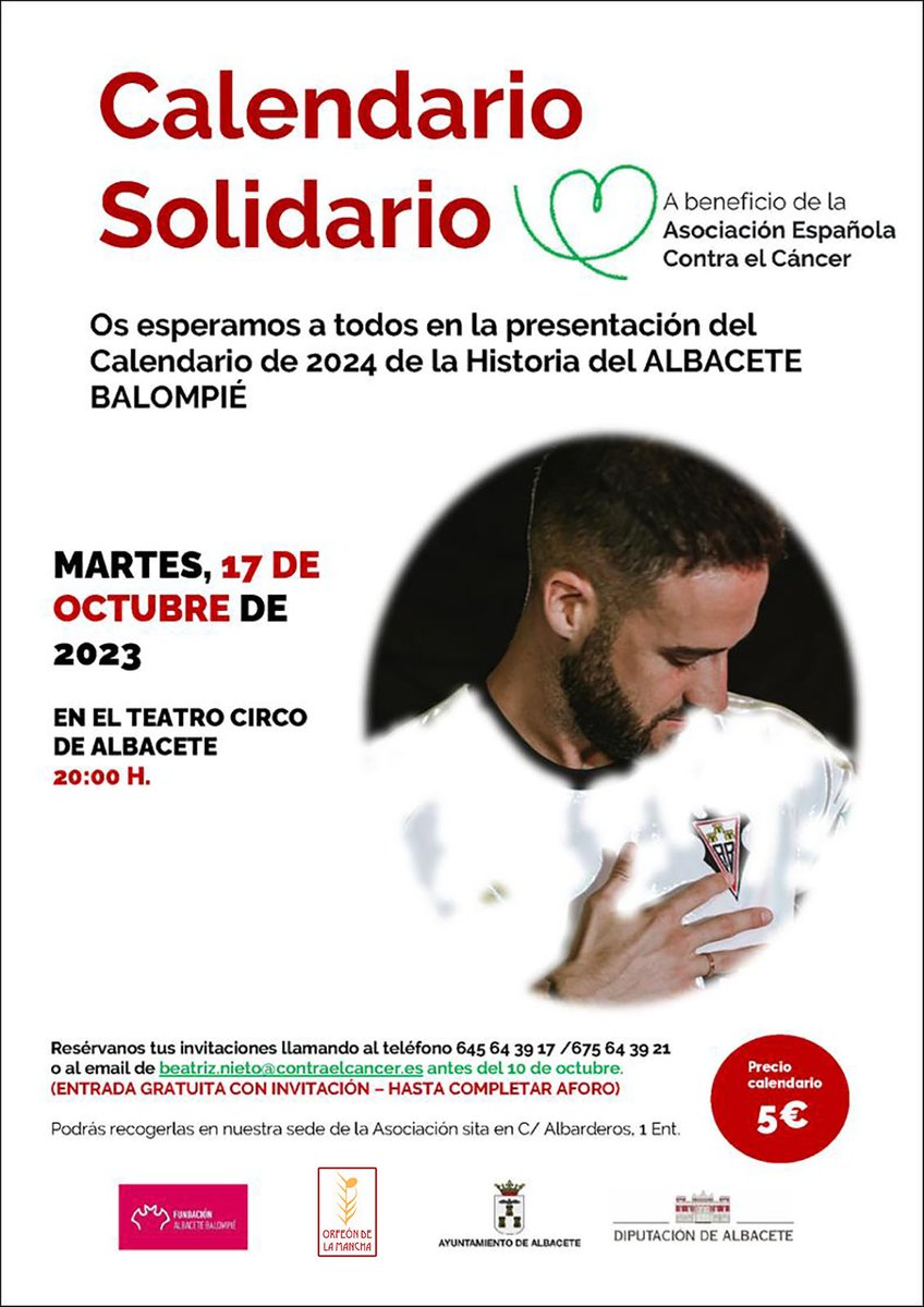 Calendario Solidario... Teatro Circo - 17 de octubre - 20:00 h. El Orfeón de La Mancha con la AECC y con la iniciativa de Antonio Avilés...