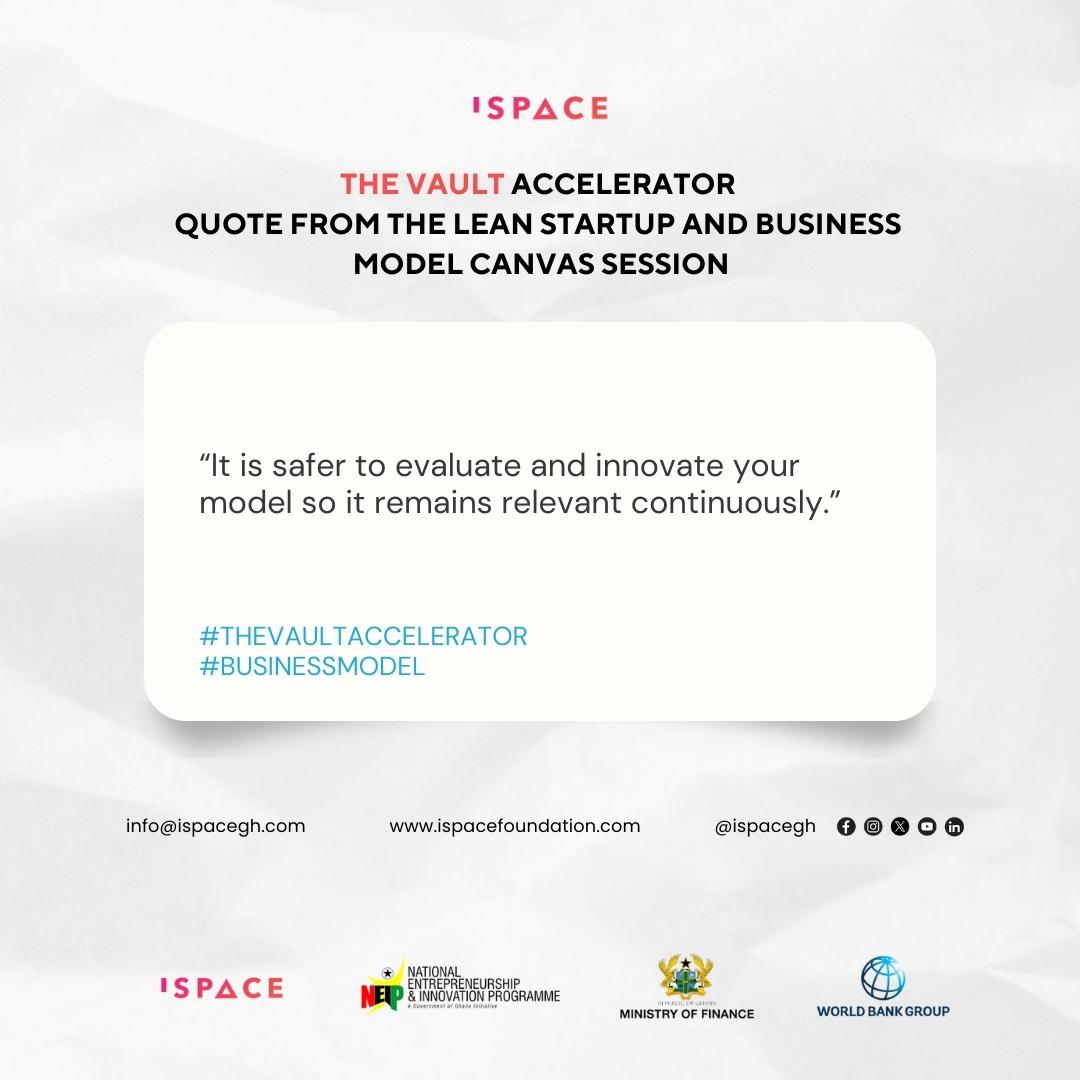 iSpaceGh's tweet photo. 𝐓𝐡𝐞 𝐕𝐚𝐮𝐥𝐭 𝐀𝐜𝐜𝐞𝐥𝐞𝐫𝐚𝐭𝐨𝐫

𝙌𝙪𝙤𝙩𝙚𝙨 𝙛𝙧𝙤𝙢 𝙤𝙪𝙧 𝙑𝙖𝙪𝙡𝙩

Here are some tips our facilitator shared with our Vault program participants during their Business Model Canvas sessions.

Do you have any tips to share?

#TheVaultAccelerator #businessmodelcanvas https://t.co/k78P18M95H