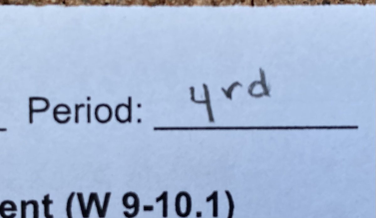 Thankfully, the assessment went better than the name date period part…