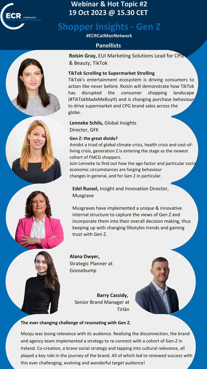 🚀 Ready to dive into the minds of Gen Z shoppers? Don't miss our upcoming webinar on Shopper Insights (Gen Z)

Join the #ECRCatManNetwork as we explore the future of category management. Together, let's revolutionise the way we connect with consumers. Save the date: Oct 19, 23