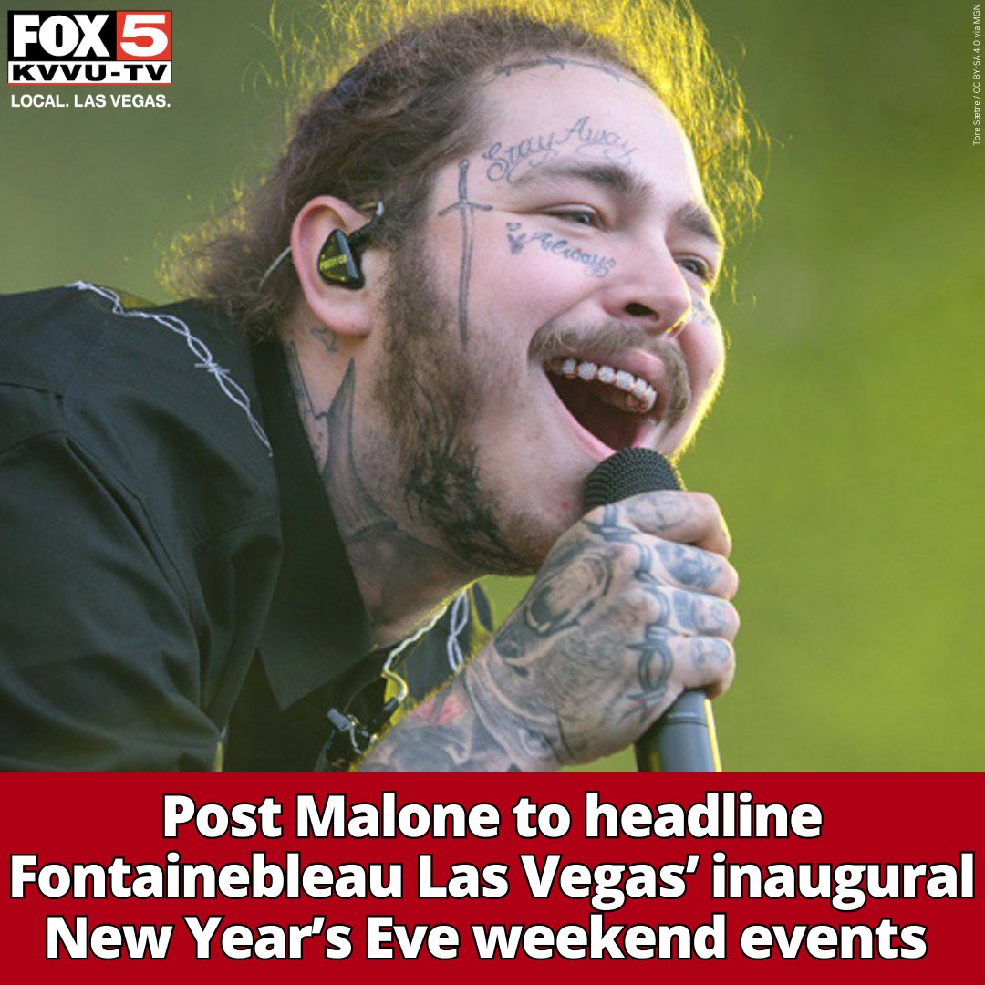 FOX5 Las Vegas (@fox5vegas) on Twitter photo “New Year’s Eve is iconic in this city and I’m excited to ring in 2024 as the first headliner at Fontainebleau Las Vegas,” <a href="/PostMalone/">Post Malone</a> said.
STORY: fox5vegas.com/2023/10/17/pos… “New Year’s Eve is iconic in this city and I’m excited to ring in 2024 as the first headliner at Fontainebleau Las Vegas,” <a href="/PostMalone/">Post Malone</a> said.
STORY: fox5vegas.com/2023/10/17/pos…
