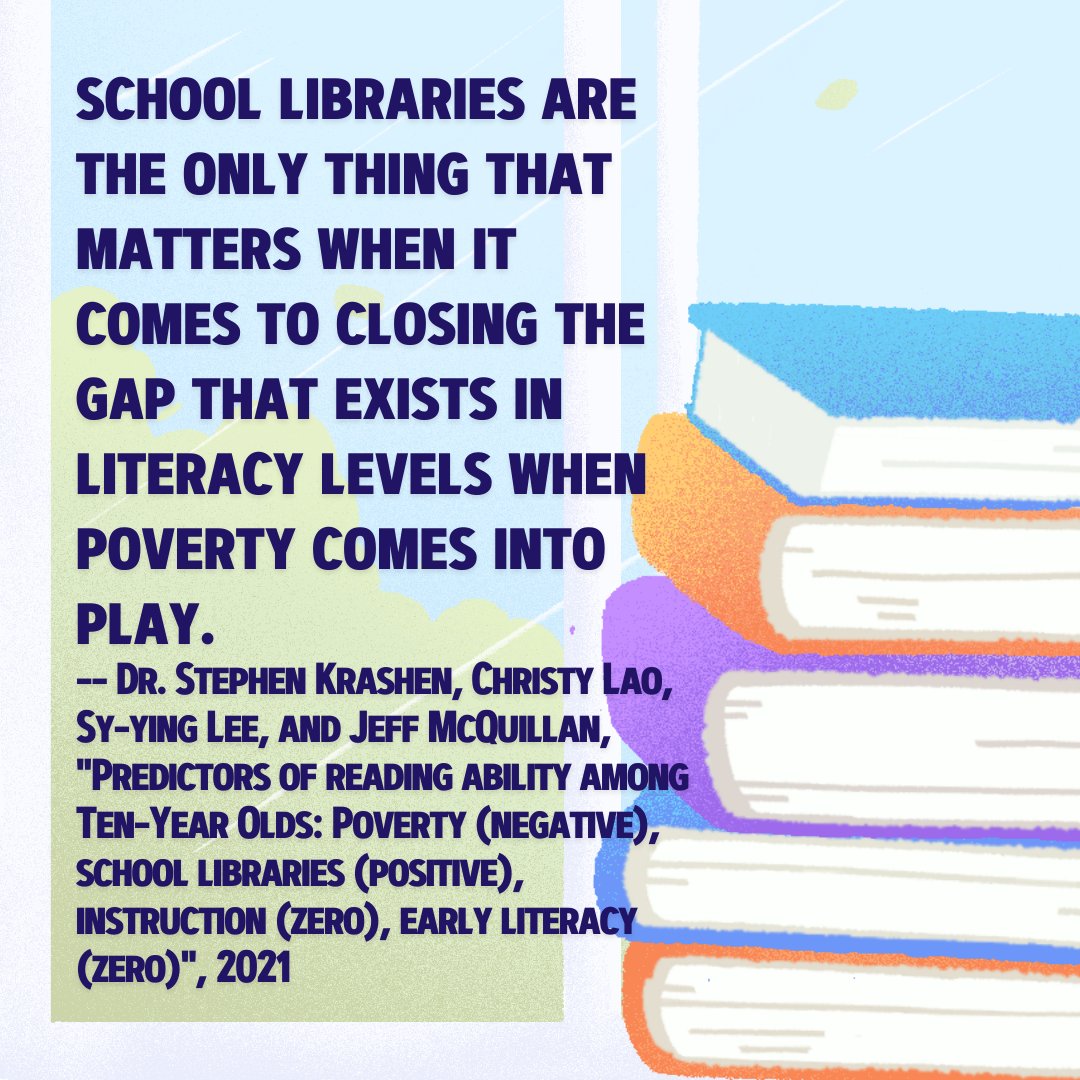 TxASL's tweet image. Survey says! 
Studies have found that school libraries are an integral part of increasing literacy levels among students in poverty. #TxLege #SchoolLibraries #TASL