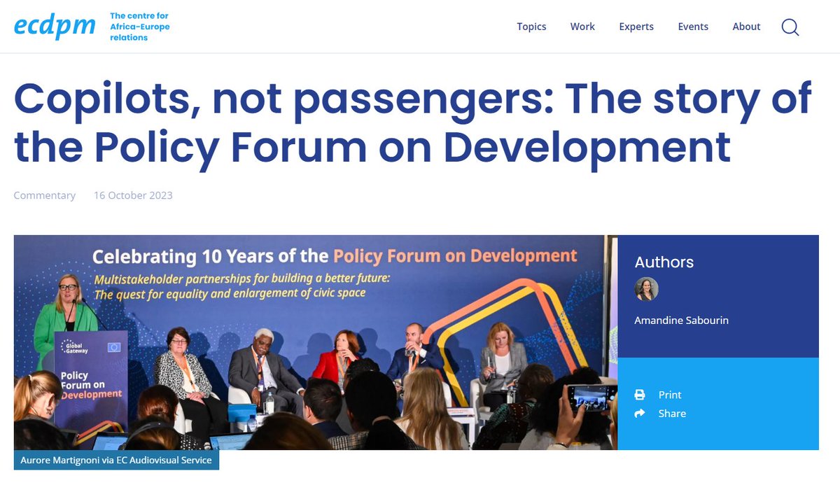 Learn more about @EU_Partnerships' Policy Forum on Development: 'To remain relevant, the forum should bridge the challenges of the #EU’s engagement at regional and global levels, with the ones raised at the country level' writes @ECDPM @AmSabourin 👉ecdpm.org/work/copilots-…