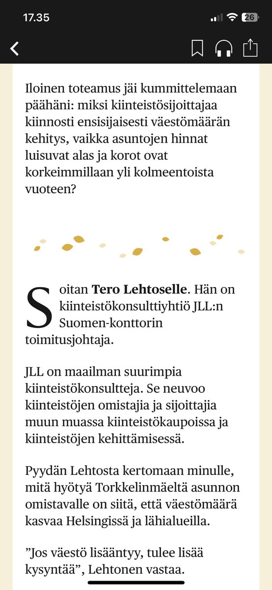 ”Taloustoimittajan auktoriteetillani olin julistanut…” todetaan muutama kappale aikaisemmin. Kuitenkin kausaalipäättely väestönkasvun vaikutuksesta asuntojen hintakehitykseen piti ihan kysyä ammattilaiselta. Tälläkö tasolla meidän taloustoimitus ihan oikeasti on?