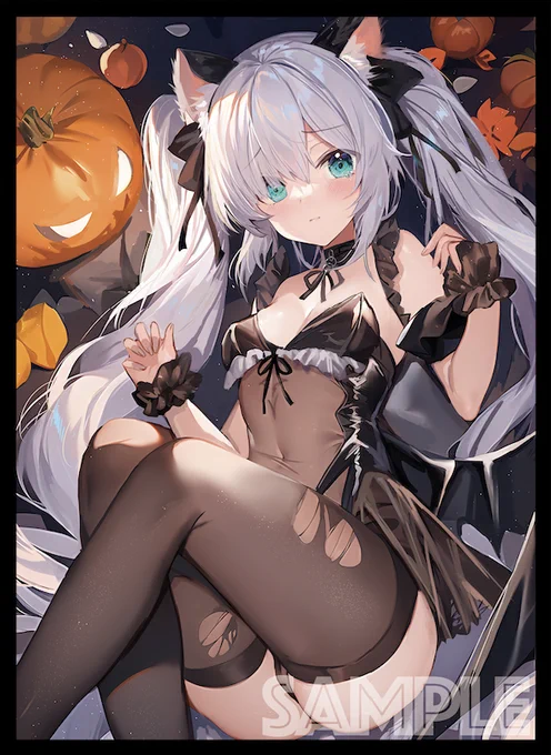 SC2023autumn/エアサンクリ 新作発表⑫ジェーナス(ハロウィン) の スリーブ や プレイマット になります!イラストレーターは 山桂贰() 様です。※プレイマットはフルアート版と横版の2種類があります。 