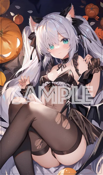 SC2023autumn/エアサンクリ 新作発表⑫ジェーナス(ハロウィン) の スリーブ や プレイマット になります!イラストレーターは 山桂贰() 様です。※プレイマットはフルアート版と横版の2種類があります。 
