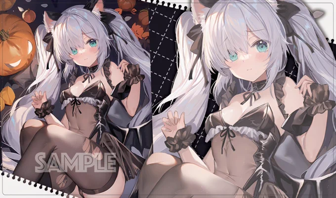 SC2023autumn/エアサンクリ 新作発表⑫ジェーナス(ハロウィン) の スリーブ や プレイマット になります!イラストレーターは 山桂贰() 様です。※プレイマットはフルアート版と横版の2種類があります。 