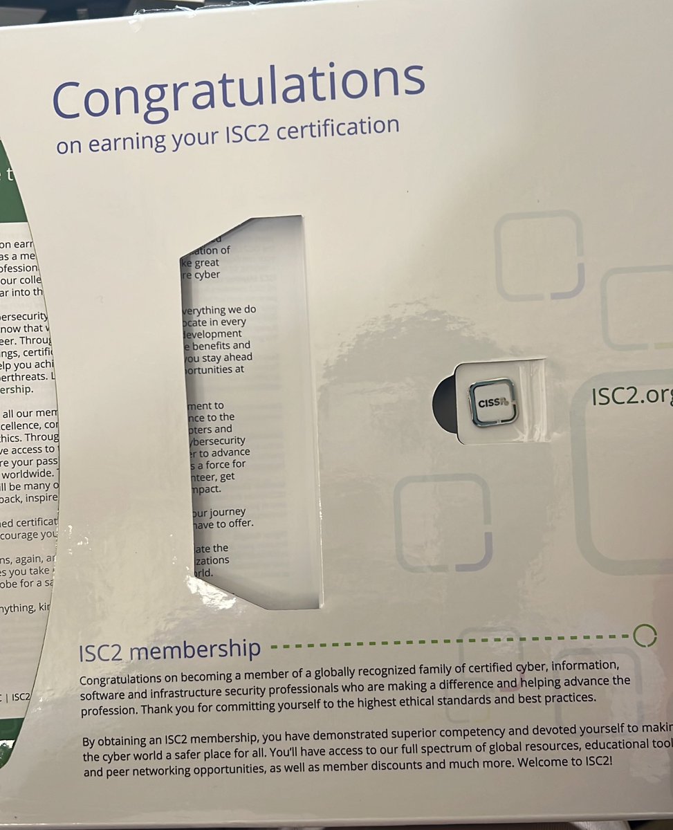 bowtiedguinea's tweet photo. I passed the CISSP exam 😎. This has been a goal of mine for a while. https://t.co/xZPyzrY1VD