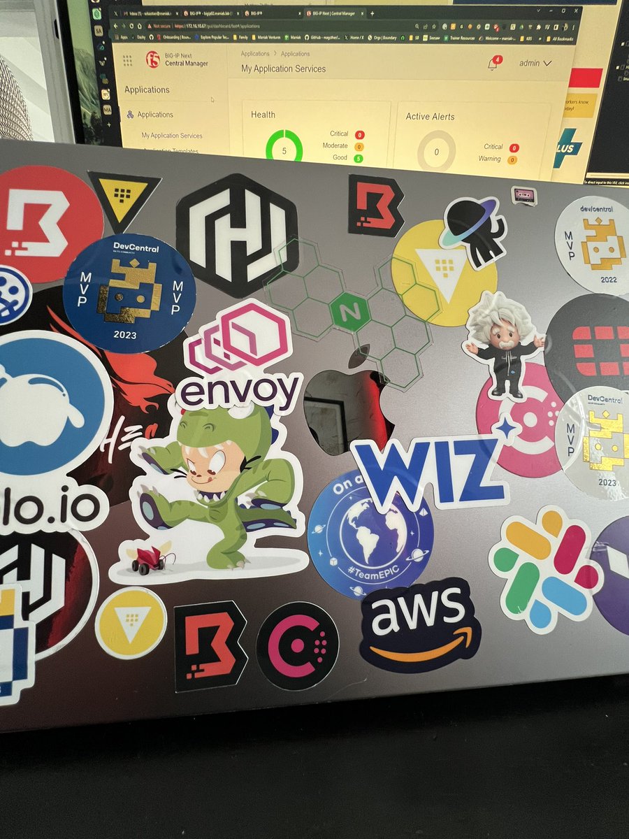 SebbyCorp's tweet photo. Curious how does your laptop look like?
#needmorestickers @F5 @Fortinet @soloio_inc @wiz @HashiCorp https://t.co/b51hoKvKyL