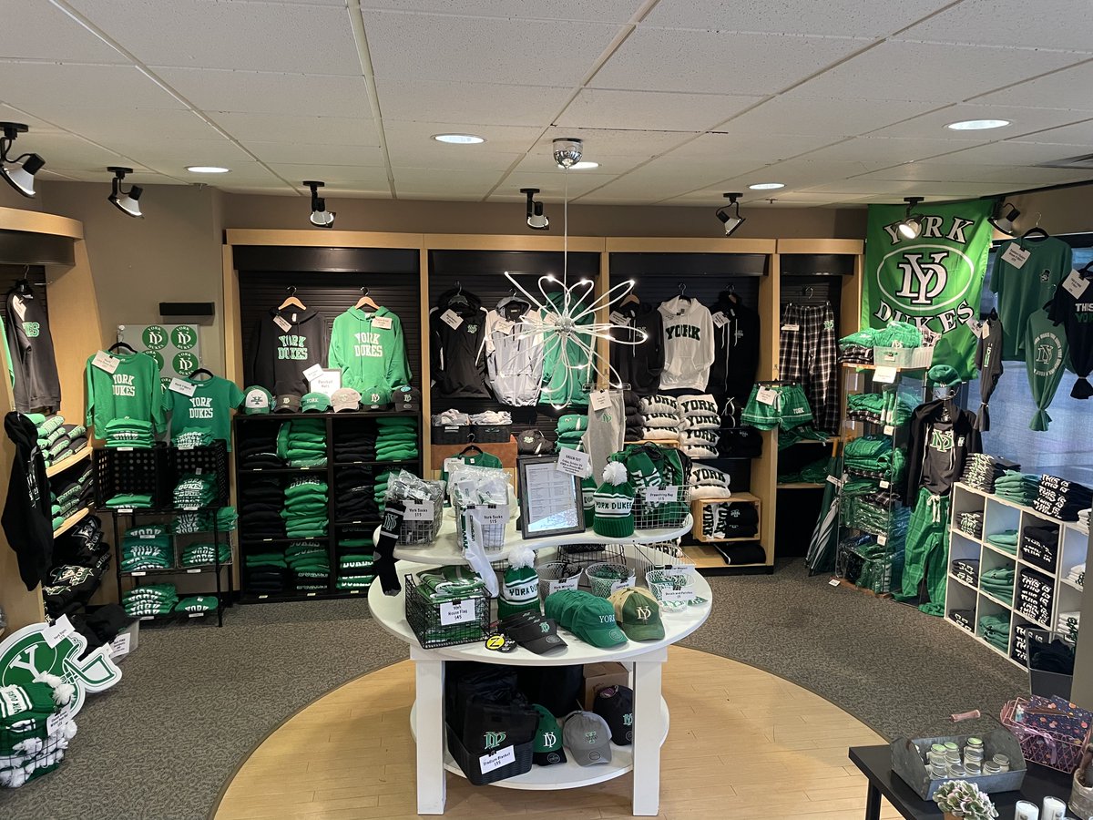 GREEN OUT this Friday! Elmhurst Photo Boutique on Spring Road (open 10-3 on Mon, Tues and Thurs, 10-6 on Wed &amp; 10-2 on Fri)has everything you need including youth gear for your littlest Dukes. ALL proceeds go to York Athletic Department &amp; ALL York athletes and sports. Go Dukes!
