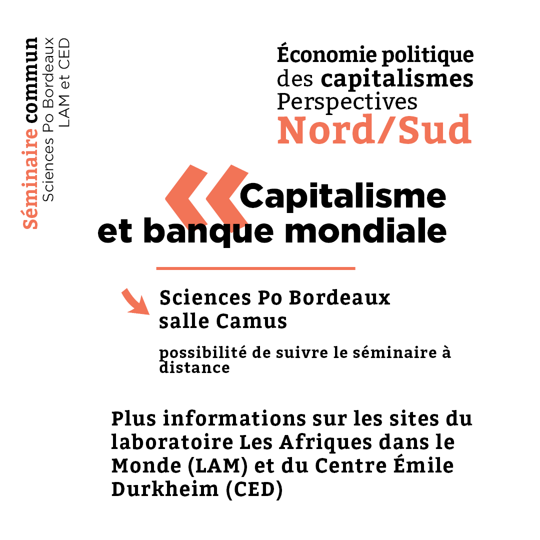 //SAVE THE DATE// 
🔜6 nov. 2023 📍<a href="/ScPoBx/">Sciences Po Bordeaux</a>
🔓à tout·es 

Séminaire Économie politique des capitalismes. Perspectives Nord/Sud <a href="/LaboratoireLAM/">Laboratoire LAM</a>  <a href="/CEDurkheim/">Centre Émile Durkheim @cedurkheim.bsky.social</a> <a href="/ScPoBx/">Sciences Po Bordeaux</a> invite:

🗣Eric Toussaint autour de  l'📖
Banque mondiale, une histoire critique

➕urlz.fr/o46v
