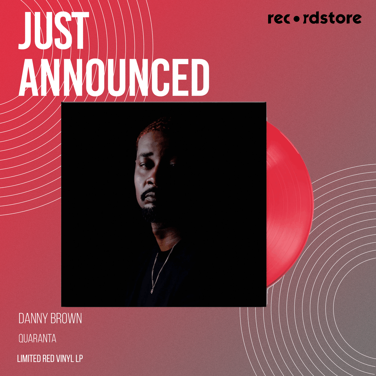 recordstore's tweet photo. JUST ANNOUNCED | Danny Brown - Quaranta: Limited Red Vinyl LP

Detroit spitter Danny Brown returns with his 6th studio album, Quaranta, the spiritual sequel to 2011's XXX. Now available on limited red vinyl!

Pre-order now >> https://t.co/BlS9tcIiYF

@xdannyxbrownx | @WarpRecords https://t.co/LISnC23B8m