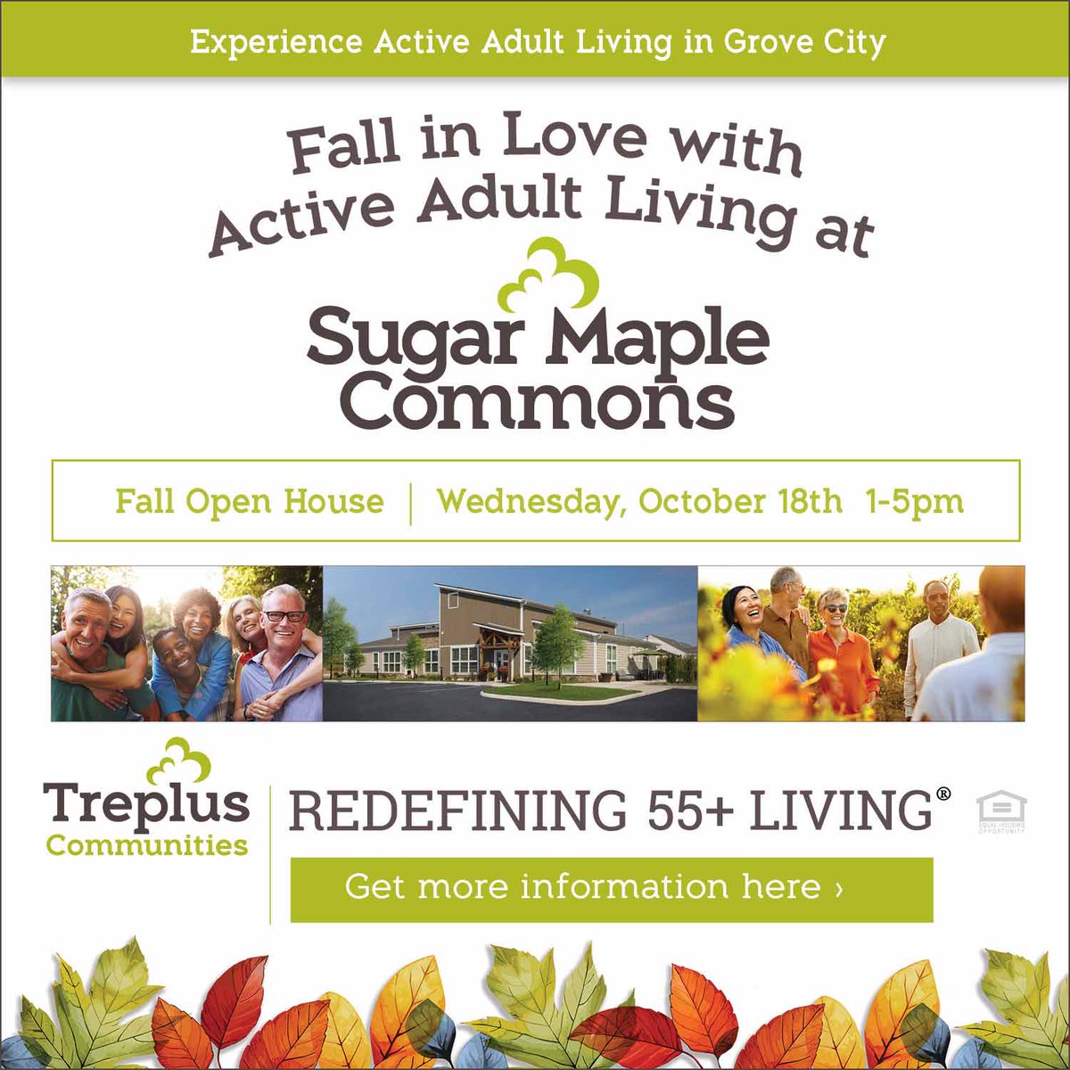 TreplusComm's tweet image. Don&apos;t miss the #FallOpenHouse tomorrow at Sugar Maple Commons in Grove City. Join us  from 1 to 5 PM. Enjoy community tours, fall food, entertainment by Rich Grunenwald, giveaways, and fun! Learn more!
trepluscommunities.com/community/suga…