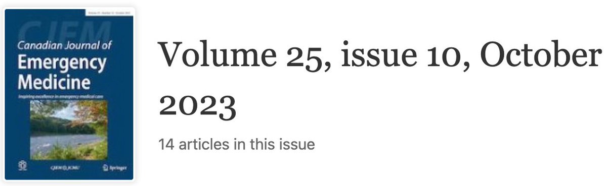 October 23 Issue: *⃣JTF on WBI and precipitous deliveries - @DrJLeppard *⃣Suboxone to go home packs *⃣Machine Learning for Dx of ACS - @KrishanYadavMD *⃣SIM based training and assessment - @kaifpardhan *⃣Pain management in Sickle Cell - @UHN And more! link.springer.com/journal/43678/…